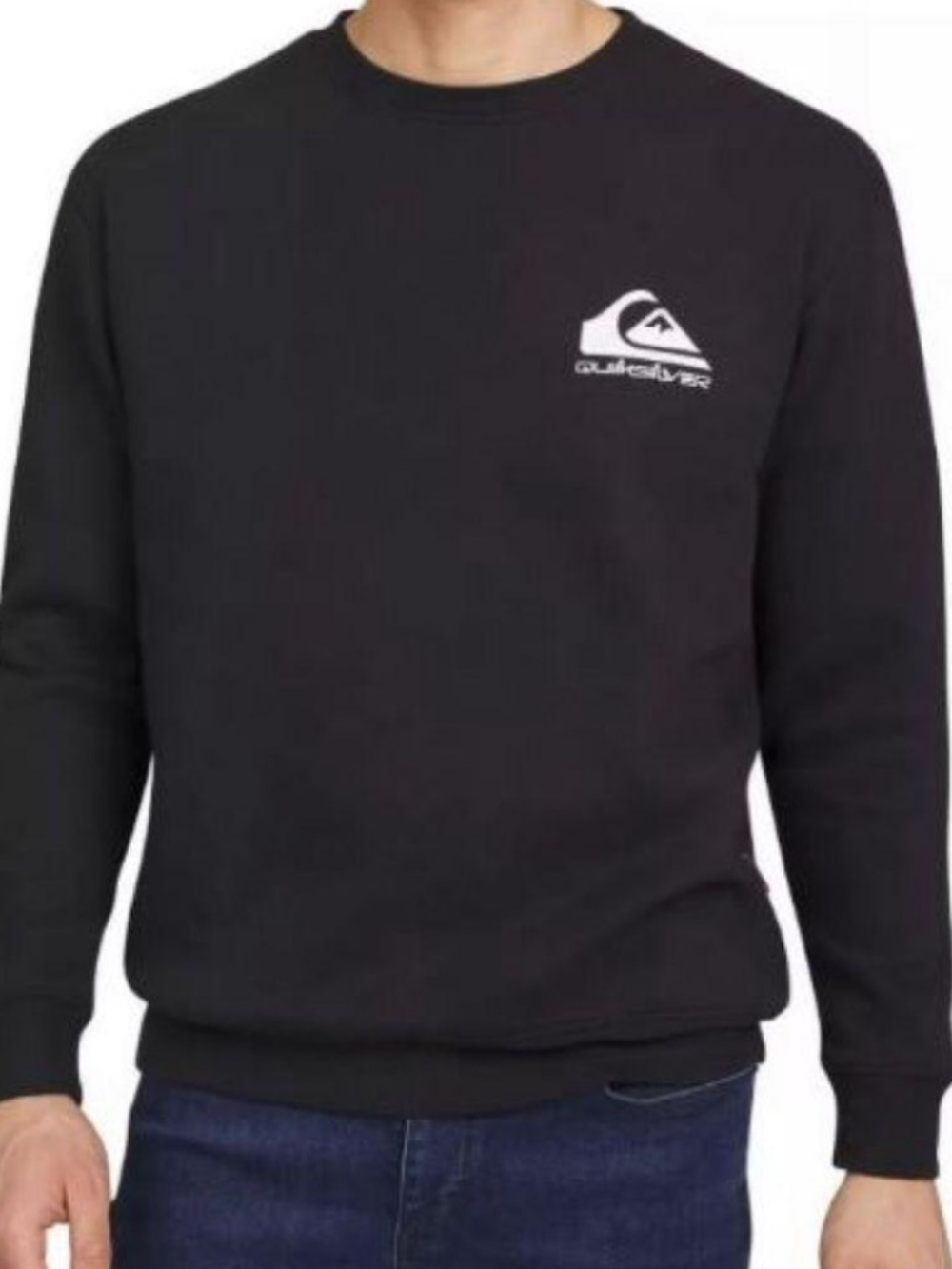 Quiksilver Black Crewneck Sweatshirt with Chest Logo
